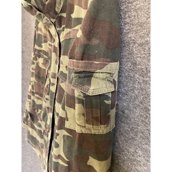 Green Camouflage Zip Up Military Jacket Size Small. Brand: Angel Kiss. 5 pocket. - Picture 8 of 8
